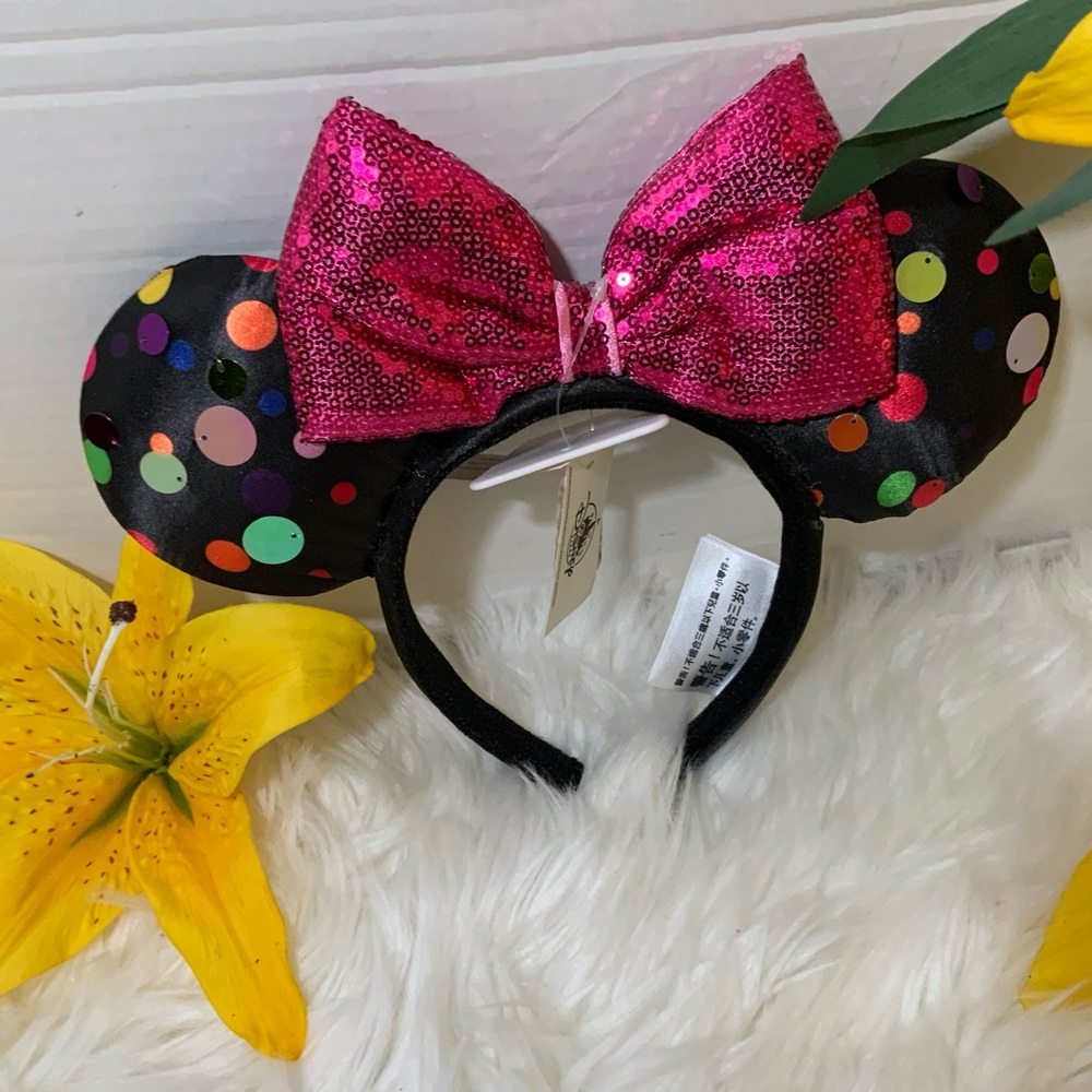 Disney Minnie Pink Bow Sequin Ears Headband